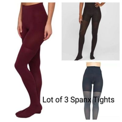 Lot of 3 Spanx Shaping Tights High Waist Black, Heathered, and Currant red A