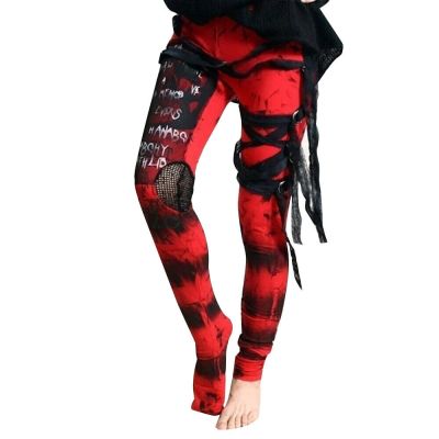 Womens Gothic Punk Leggings Pants Ladies High Waist Mesh Stretchy Trousers USA