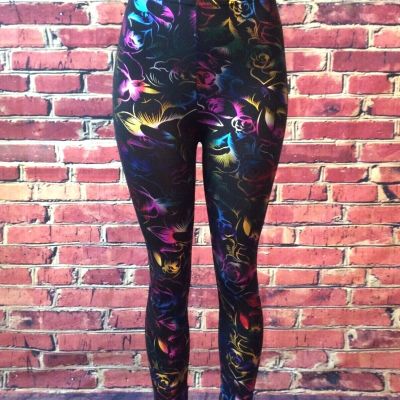 Women's Stylish True Rock Gold Foil Printed Leggings Black Multi Color