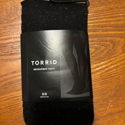 Torrid Microfiber Womens Microfiber Tights Black sparkly silver Size 5/6 New