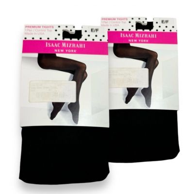 NEW Isaac Mizrahi Black Tights Sz. L 2PCs Opaque Stretch Control Top