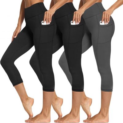 3 Packs Leggings with Pockets for Women, Soft High Waisted Tummy Control Workout