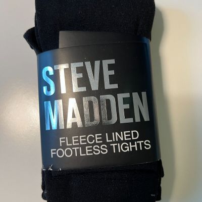 Steve Madden M/T Black Fleece Lined Footless Tights NIP 4'10