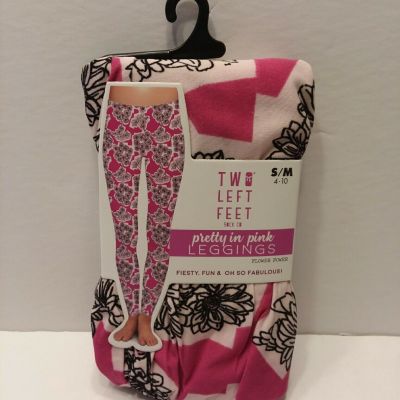 NEW Two Left Feet S/M (4-10) PRETTY IN PINK LEGGINGS Flower Power