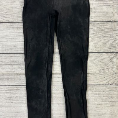 SPANX FAUX LEATHER Womens Sz Large Black Pull On Stretch Shaping Leggings EXC