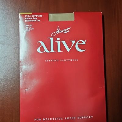 NWT HANES Women's Tights Alive Full Support Control Top Reinforced Toe.Size B