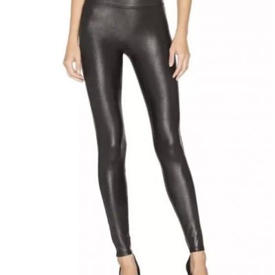 EUC SPANX Faux Leather Look Leggings Black, Size Small