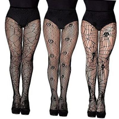 Halloween Fishnets Stocking Skull Spider Web High Waist Fishnet Tights Mesh