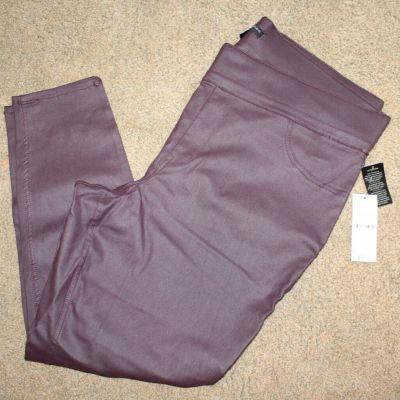 NWT Women's SIGNATURE STUDIO Plus Size Coated Jeggings Pleather BURGUNDY Sz 2X