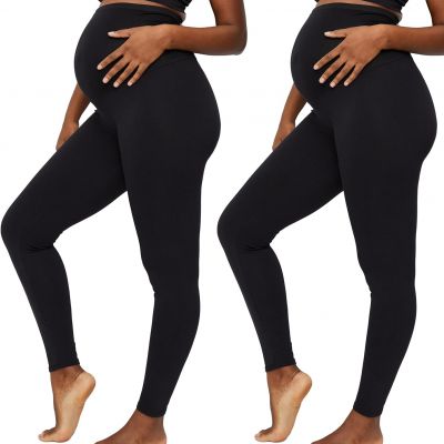 Women'S Essential Stretch Secret Fit over the Belly Leggings Full Length & Crop