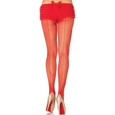 Leg Avenue 9015A Women's Red Classic Fishnet Backseam Pantyhose - One Size