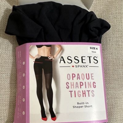 New Assets Spanx sz 4 Black High-Waist Shaping Tights w/ Built-In Shaper Short