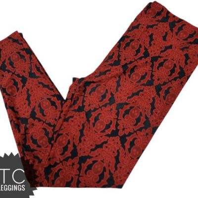 LuLaRoe Womens Leggings Size TC Black Red Skulls Halloween Floral Tall Curvy NWT