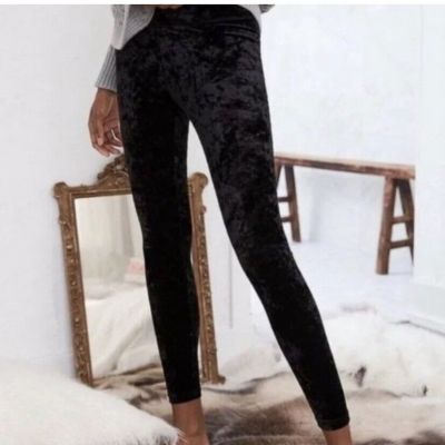 Aerie Black Crushed Velvet Leggings High Rise Fall Holiday, Size Medium