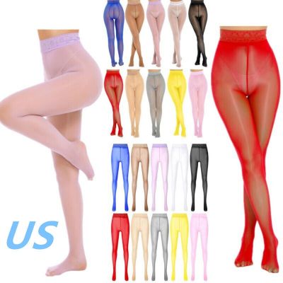 US Womens See Through Nylon Pantyhose Sexy High Waist Stretchy Tights Stockings