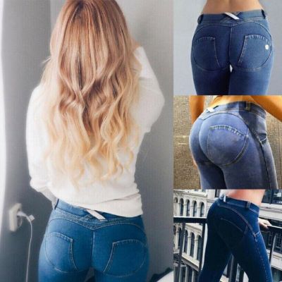 Women Denim Jean High Waist Leggings Slim Stretch Pencil JeggingS Pants Trousers