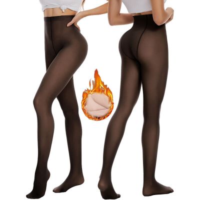 Women Thermal Fleece Lined Tights Translucent Pantyhose Stockings Warm Winter US