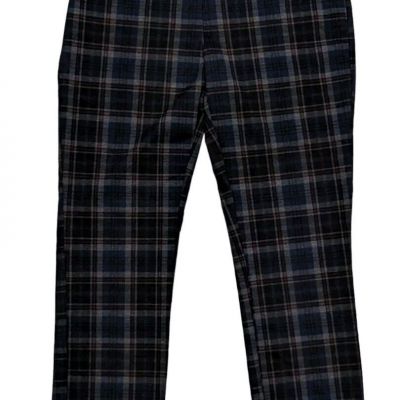 Women's Unisex Medium-Large Faded Multi-Colored Checkered Plaid Pull-On Leggings