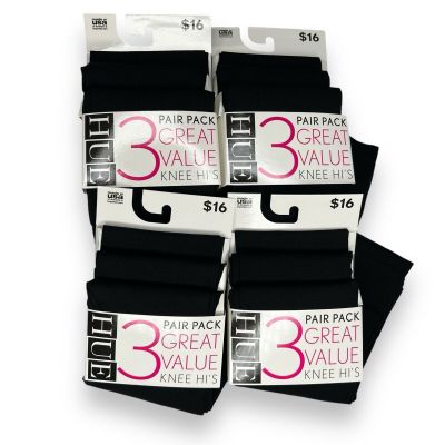 Hue Women’s Socks Knee Hi 12 Pair Pack One Size Fits Most Black Opaque