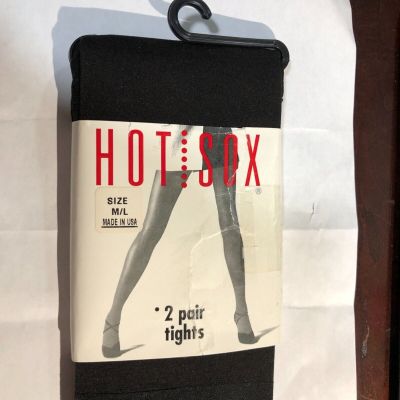 HOT SOX 2 PAIR BLACK TIGHTS SIZE M/L BLACK NEW IN PACKAGE