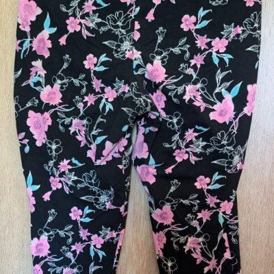 Torrid Cropped Legging Black Pink Floral Plus Size 2