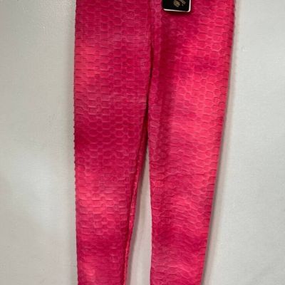 Women's Leggings Anti-Cellulite High Waist Push Up Yoga Pants L/XL Pink