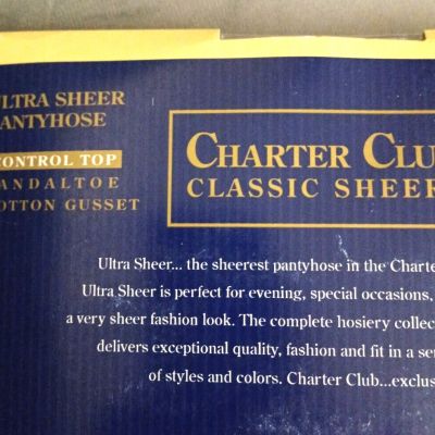 2 Vintage Charter Club and Scott Taylor Control Top Sheer Pantyhose Size B Navy