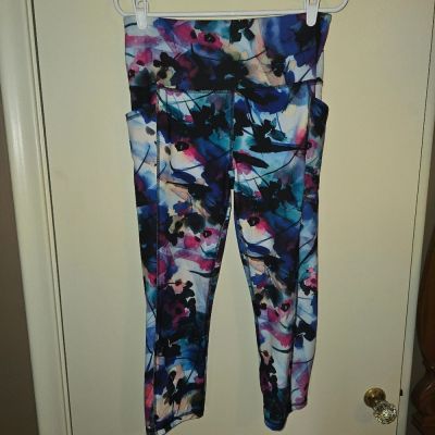 Very colorful RBX cropped leggings WITH POCKETS size large workout