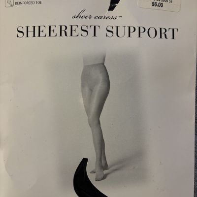 NEW JC Penny Sheer Caress Sheerest Support Control Top Pantyhose Long Navy Blue