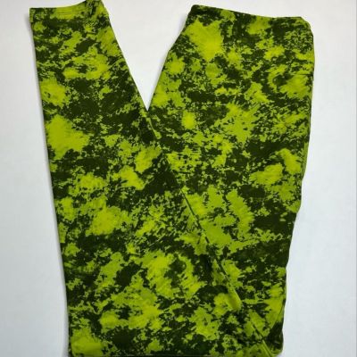 NEW LuLaRoe OS Leggings GREEN Olive Lime MOSS Tie Dye SUMMER Grass Plant Leaf