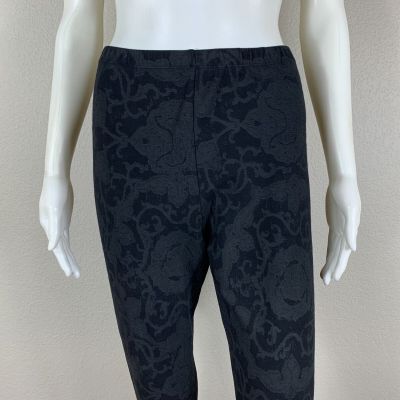 BRYN WALKER Pant Leggings Black-gray Floral Print - Size Large L - NTSF