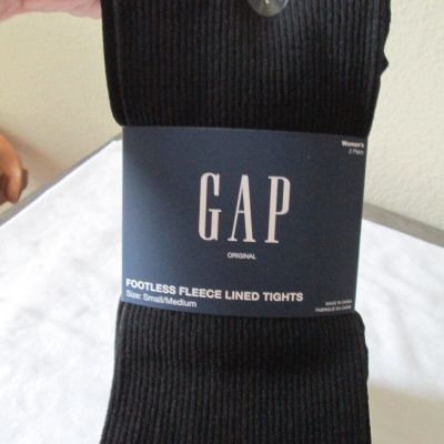 Black FLEECE Lined Footless TIGHTS Womens S/M NEW Gap Originals 2 Pr