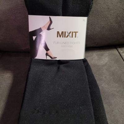 Mixit Fur-Lined Women's Tights Footless Size XL Black