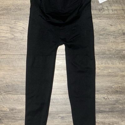 Blanqi Everyday Maternity Leggings Black  High Waisted Stretch Size XL