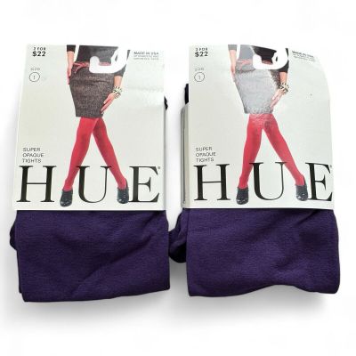 Hue Aubergine Super Opaque Tights Size 1 - New With Tags 2 Pair Pack