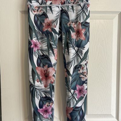 Evolution and Creation Floral Print High Waist Crop Leggings Yoga Pants Small