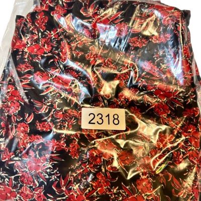 LuLaRoe Black Red Cream Floral Flower Pattern Pansies Women's Leggings One Size