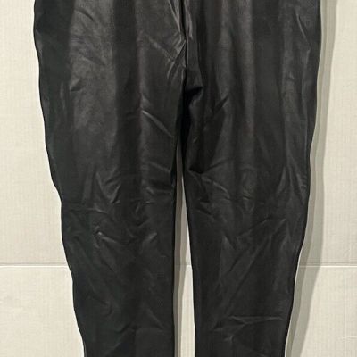 Spanx Women's 3XL Black Faux Leather Mid-Rise Cropped Skinny Leggings