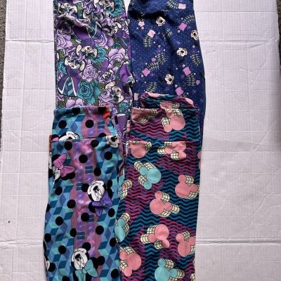 Womens Lularoe Leggings ONE SIZE 4 Pairs DISNEY Minnie Mouse Full Length  (13)