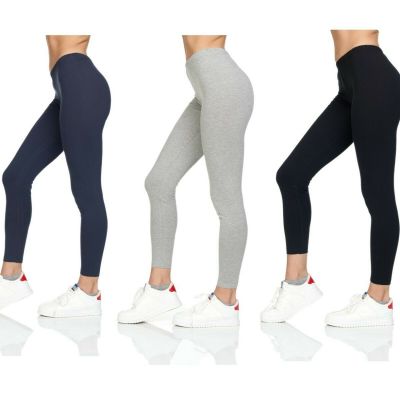 Womens Soft Stretch Cotton High Waisted Leggings Long Workout Yoga Pant Fitness