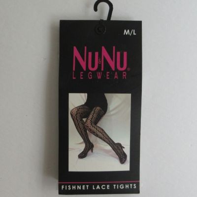 Nu &Nu Fishnet Lace Tights Black LF1012  Size M/L NEW & Sealed Package