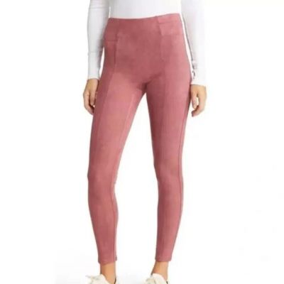 SPANX Women’s Faux Suede Leggings Rich Rose Seamed Stretch Size Large NWT