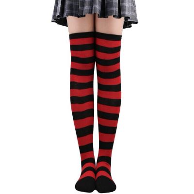 Rainbow Striped Thigh High Sock Stockings Women Over Knee Cosplay Costume/Xl