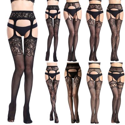 Women Sexy Fishnet Stockings Tights Laces Hold Up Thigh High Hoise Pantyhose pjs