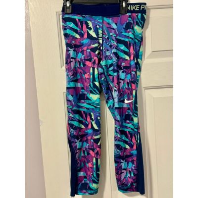 Nike Dri-FIT Tropical Print Workout Leggings Athletic Pants Colorful