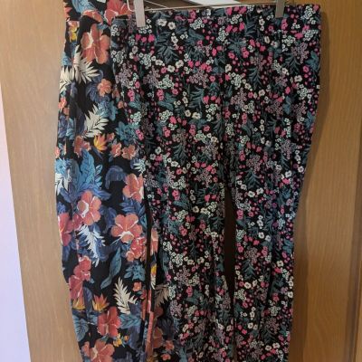 2 Pairs Torrid Plus Size 2x Floral Leggings Ankle Length