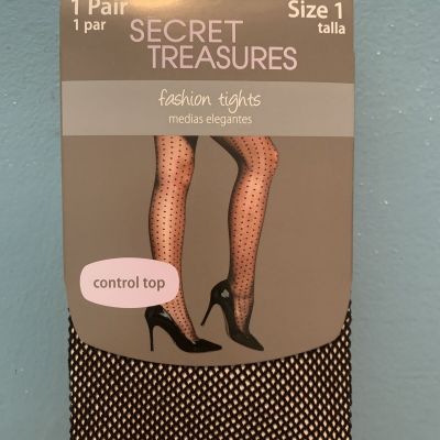 BNWT Secret Treasure Fish Net Sexy Size 1 Small Black Tights 90lbs-145lbs