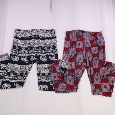 LULA ROE leggings set of 2 Elephant/ Herringbone Santa Size TC2 (18+)