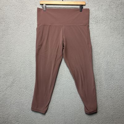 Athleta Leggings 1X Plus Brown Salutation Stash Pocket 7/8 Tight Cropped Nude