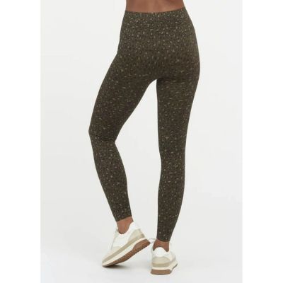 Spanx Green Look at Me Now Seamless Leggings Olive Leopard Medium